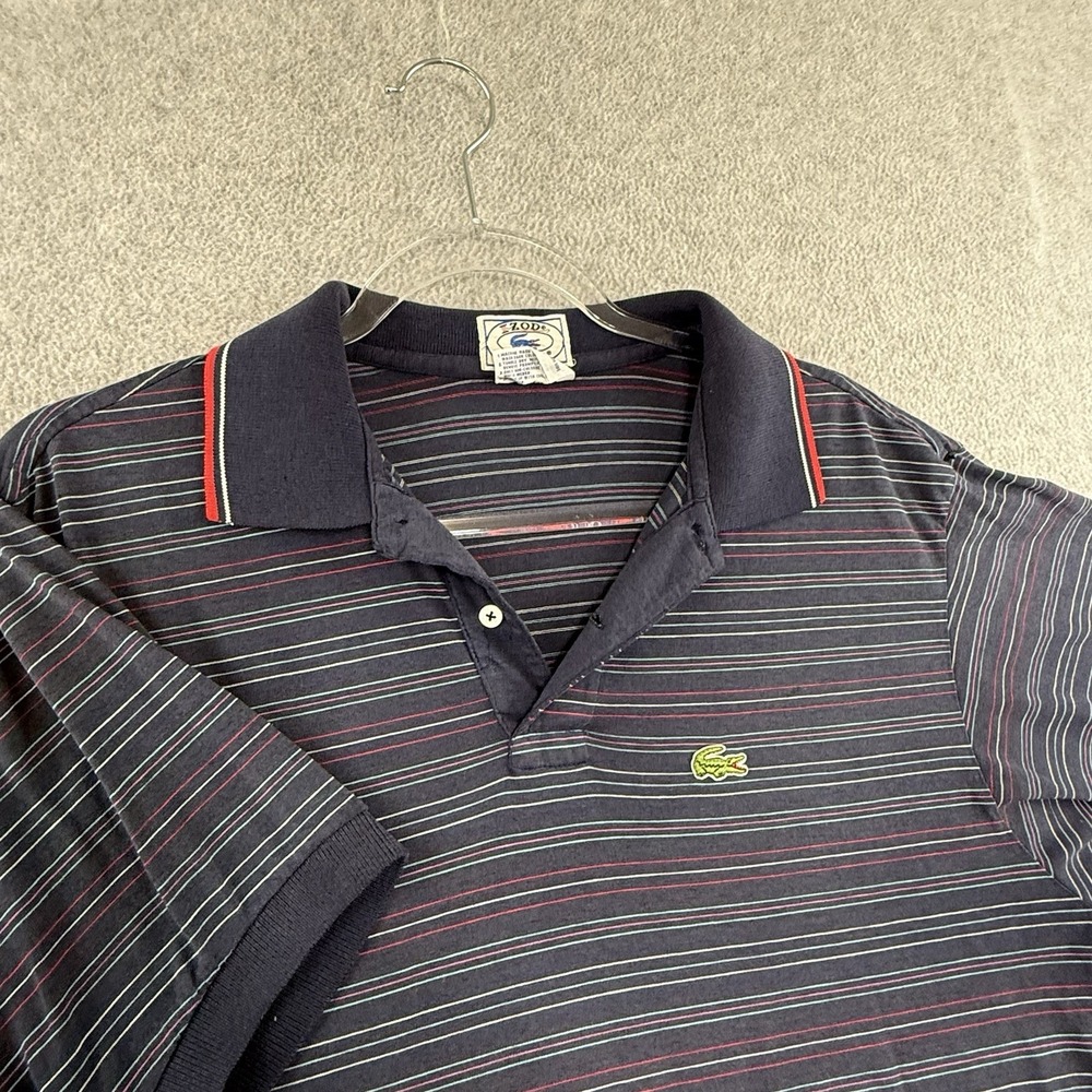 Vintage 80s Izod Lacoste Striped Polo Shirt Tennis Preppy Mens L Lightweight